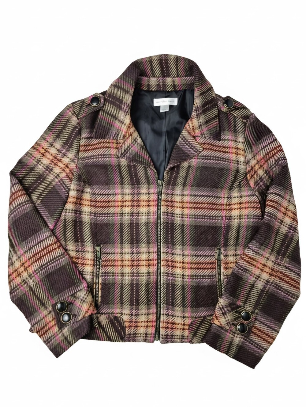 Vintage Y2K Christopher & Banks Pink Plaid Fall Zip Jacket L